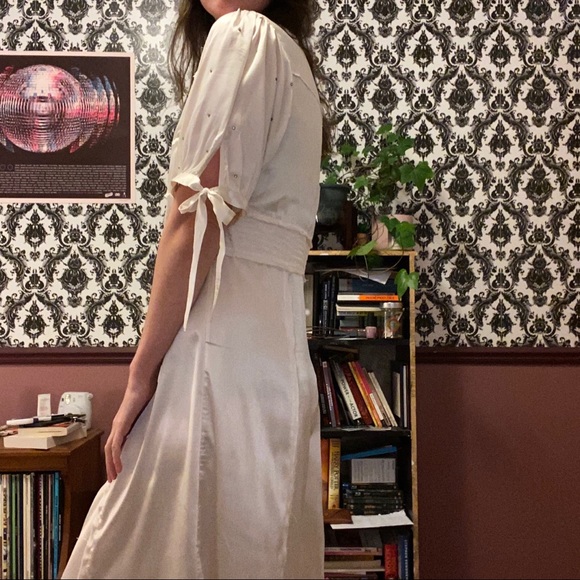 Topshop Satin Button Up Midi Dress w/Embelishments - Picture 6 of 8